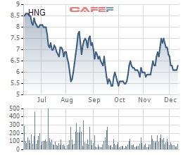 
Cổ phiếu HNG đang dần hồi phục trong thời gian gần đây
