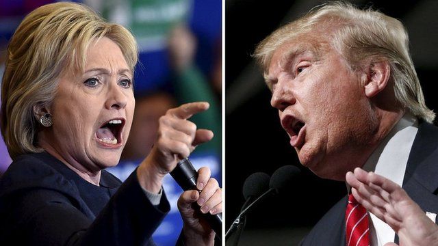 Bà Clinton và ông Trump đối chọi chan chát hiện nay... Ảnh: BBC