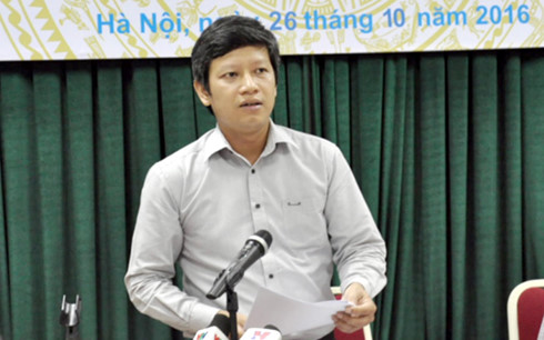 
Vụ trưởng Vụ Tài chính hành chính sự nghiệp - Phạm Văn Trường tại buổi họp báo (ảnh: MOF)
