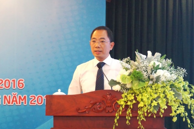 Đồng chí Cao Hoài Dương, Phó bí thư Đảng ủy, Tổng giám đốc PV OIL báo cáo tổng kết hoạt động sản xuất kinh doanh