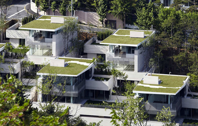  12 ngôi nhà được thiết kế giống hệt nhau tại Seongbuk-dong (vùng ngoại ô thủ đô Seoul). 