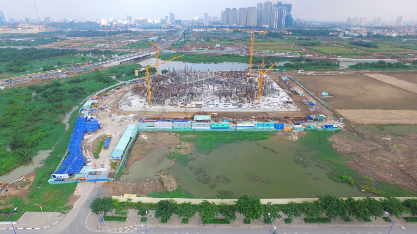 Cận cảnh thi công dự án căn hộ cao tầng ở phía Bắc đường Mai Chí Thọ (Khu đô thị Sala).