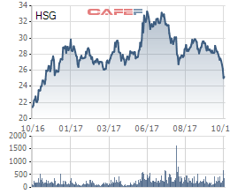 
Cổ phiếu HSG trong vòng 1 năm
