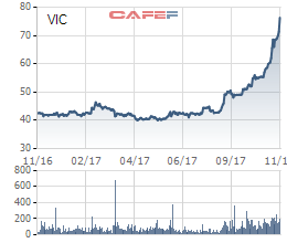 
Một năm tăng giá chóng mặt của cổ phiếu VIC
