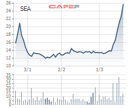 Đại gia Vũ Văn Tiền rút lui, cổ phiếu SEA của Seaprodex bốc đầu tăng gấp đôi trong vòng 2 tuần