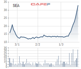 
Cổ phiếu SEA tăng hơn 2 lần chỉ trong chưa đầy 1 tháng
