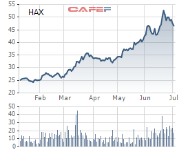 
Biến động cổ phiếu HAX từ đầu năm tới nay
