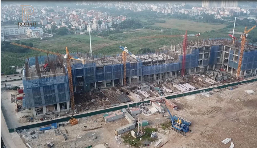 Hiện tiến độ xây dựng Dự án Roman plaza có tiến độ xây dựng khá nhanh và khẩn trương với thời gian 24/7.