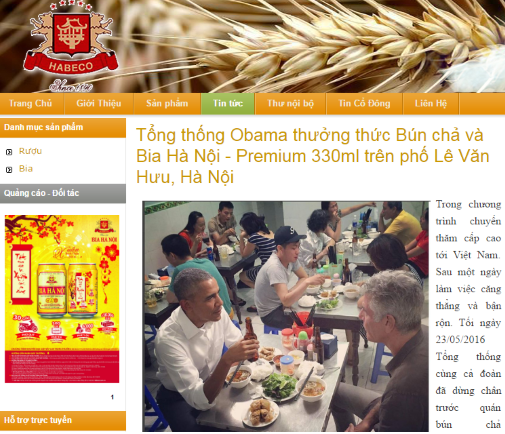 
Habeco đã không tận dụng tốt sự kiện Obama?
