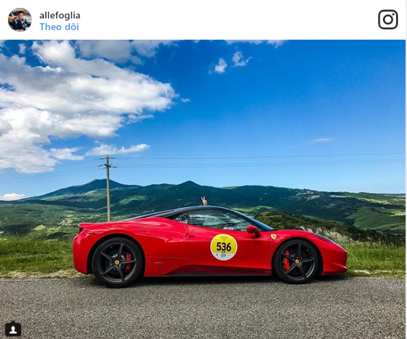 Kỳ nghỉ của chàng trai có tài khoản @allefoglia là những ngày lái xế hộp Ferrari vòng quanh Italia.