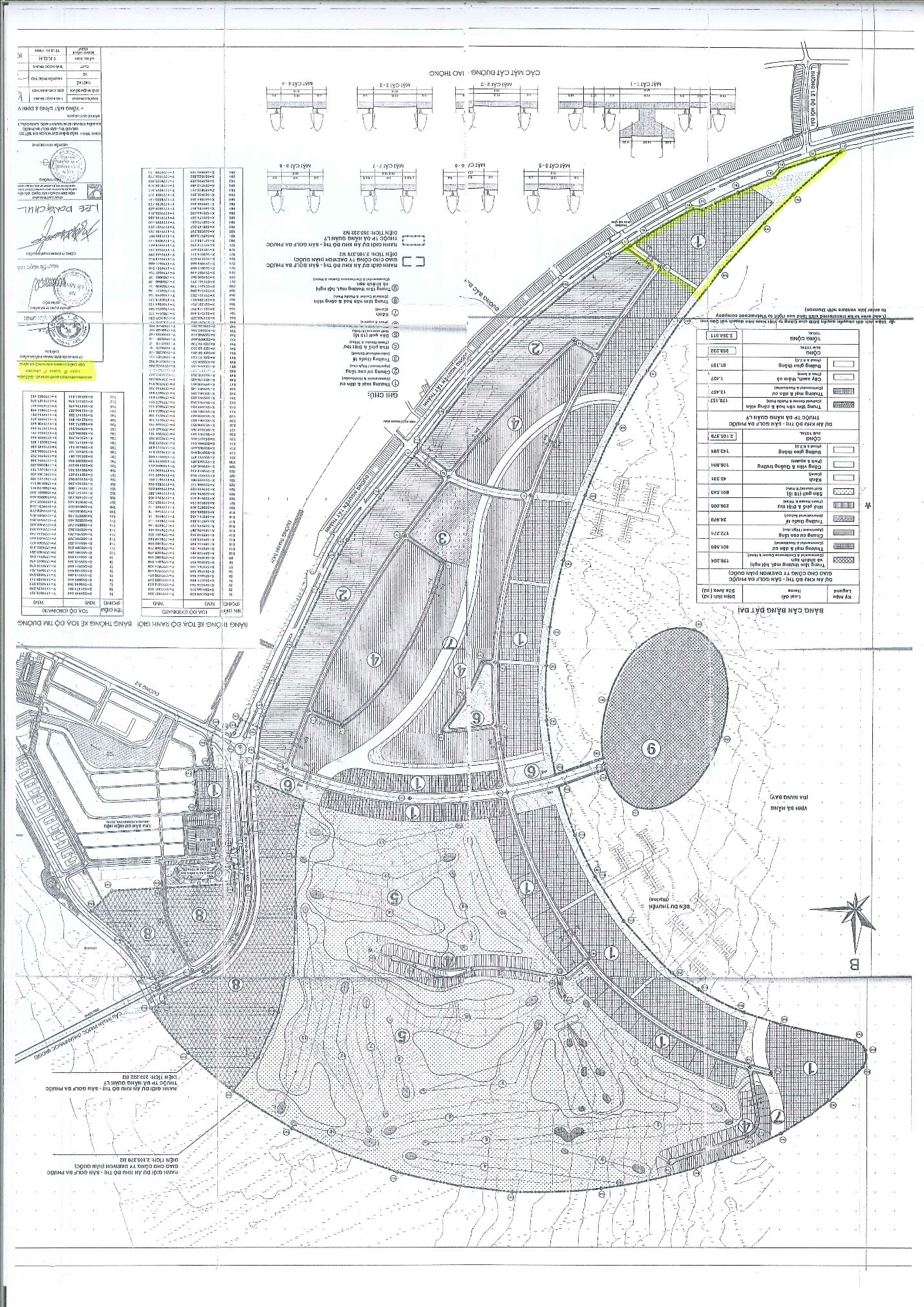 Phương án tổng mặt bằng được duyệt: Phần bôi vàng (mũi nhọn của vầng trăng khuyết) chính là khu 29ha dự án Thanh Bình.