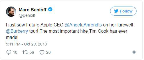 
CEO Marc Benioff đã dự đoán sự việc vào năm 2013 trên mnagj Twitter.
