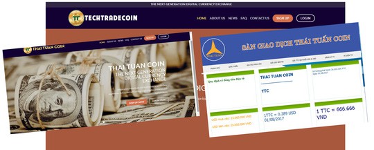 Nhiều website về Thái Tuấn Coin hoạt động một cách mập mờ. (Ảnh chụp từ màn hình)