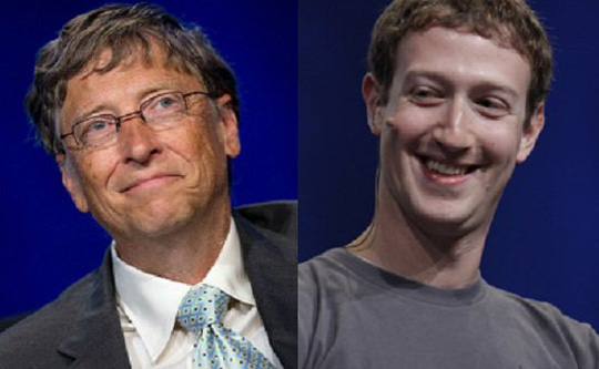 
Bill Gates (trái) và Mark Zuckerberg, hai tỉ phú tích cực làm từ thiện. Ảnh: AP
