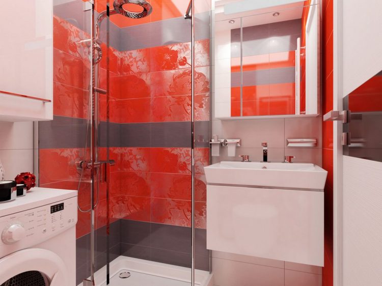  Nhà tắm đứng được tách biệt với bồn rửa và khu vệ sinh bằng một những tấm kính trong suốt. 
