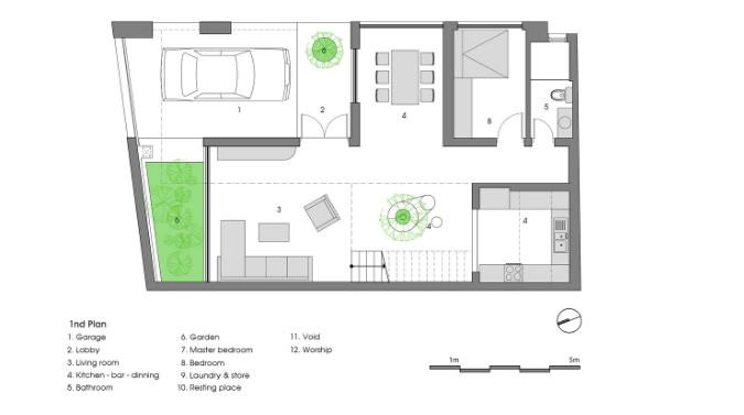 Sơ đồ sắp xếp khoảng trống tầng một.
