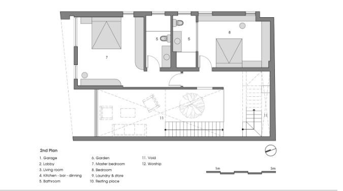 Sơ đồ xếp đặt không gian tầng 2.