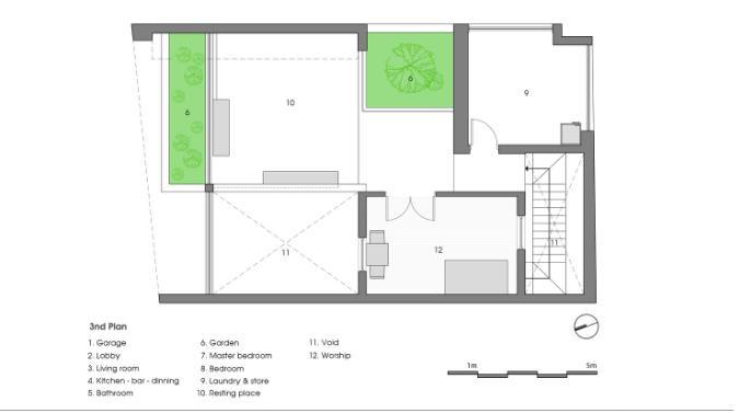 Sơ đồ bố trí khoảng trống tầng 3.