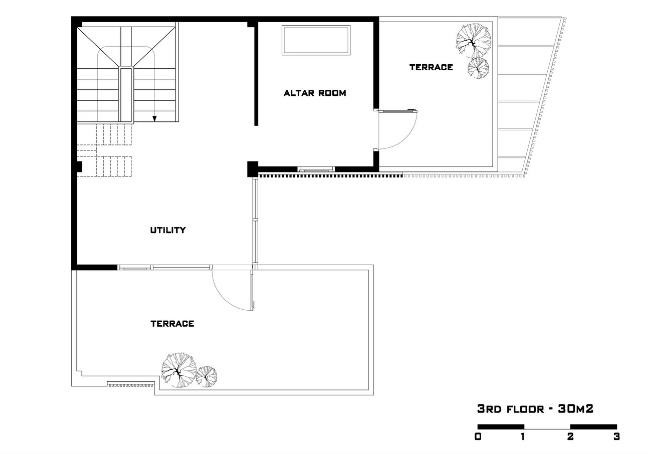 Sơ đồ bố trí không gian tầng 3.