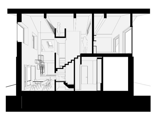 Mặt cắt ngôi nhà.