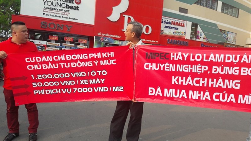 Thông điệp về mức phí mà cư dân đồng ý đóng gửi tới chủ đầu tư.