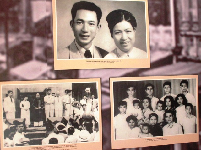 Vợ chồng ông Trịnh Văn Bô và bà Hoàng Thị Minh Hồ và các hoạt động thời trẻ (Ảnh chụp lại tại triển lãm 48 Hàng Ngang) . Ảnh: Gia Đình & Xã Hội.