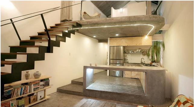 Không gian bên trong được thiết kế hoàn toàn mở, không một bức tường ngăn, không hề có cảm giác gò bó tù túng khi bước chân vào ngôi nhà này.