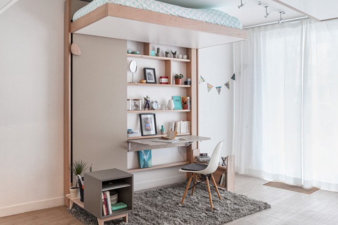 Chiếc giường thông minh này có thể được gắn bất cứ đâu: phòng khách, phòng ngủ, góc học tập…..