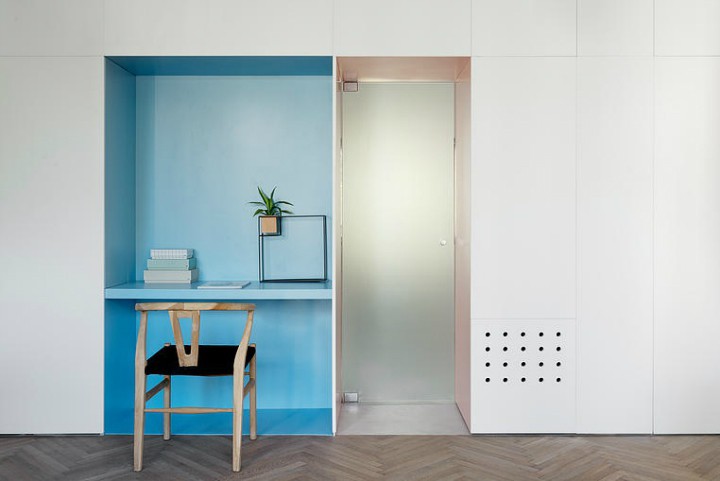  1 góc làm cho việc nhỏ tích hợp trong hệ thống tủ chứa đồ thuận tiện.    