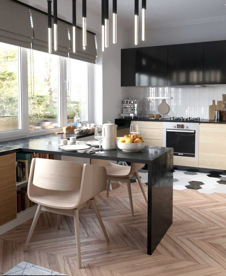 Chiếc bàn ăn nhỏ xinh tràn ngập ánh sáng và có view nhìn ra bên ngoài tuyệt đẹp.