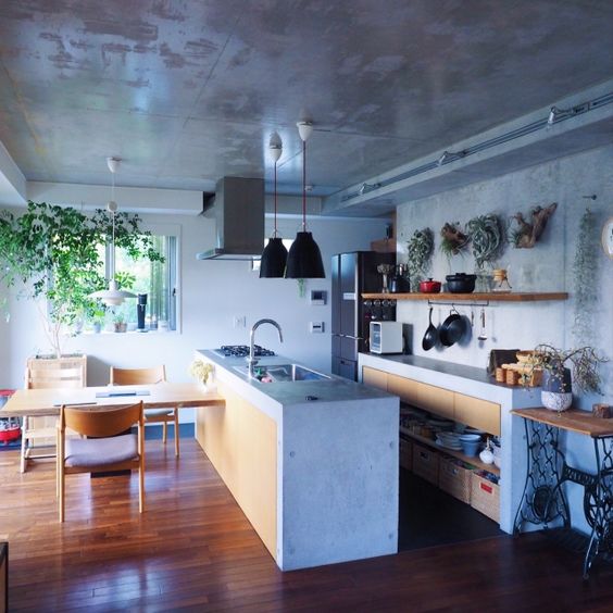 Cây xanh là yếu tố không thể thiếu trong nhà bếp mang đến không gian xanh mát và trong lành giúp con người gần gũi hơn với thiên nhiên. (Ảnh Pinterest). 