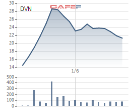 
Diễn biến giá cổ phiếu DVN từ khi lên sàn.
