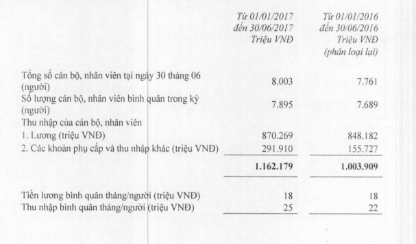 
Tình hình thu nhập của nhân viên ngân hàng Techcombank và các công ty con.
