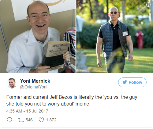 
Jeff Bezos của thì quá khứ và hiện tại giống như bạn và gã mà vợ bạn nói rằng không phải lo lắng về hắn.
