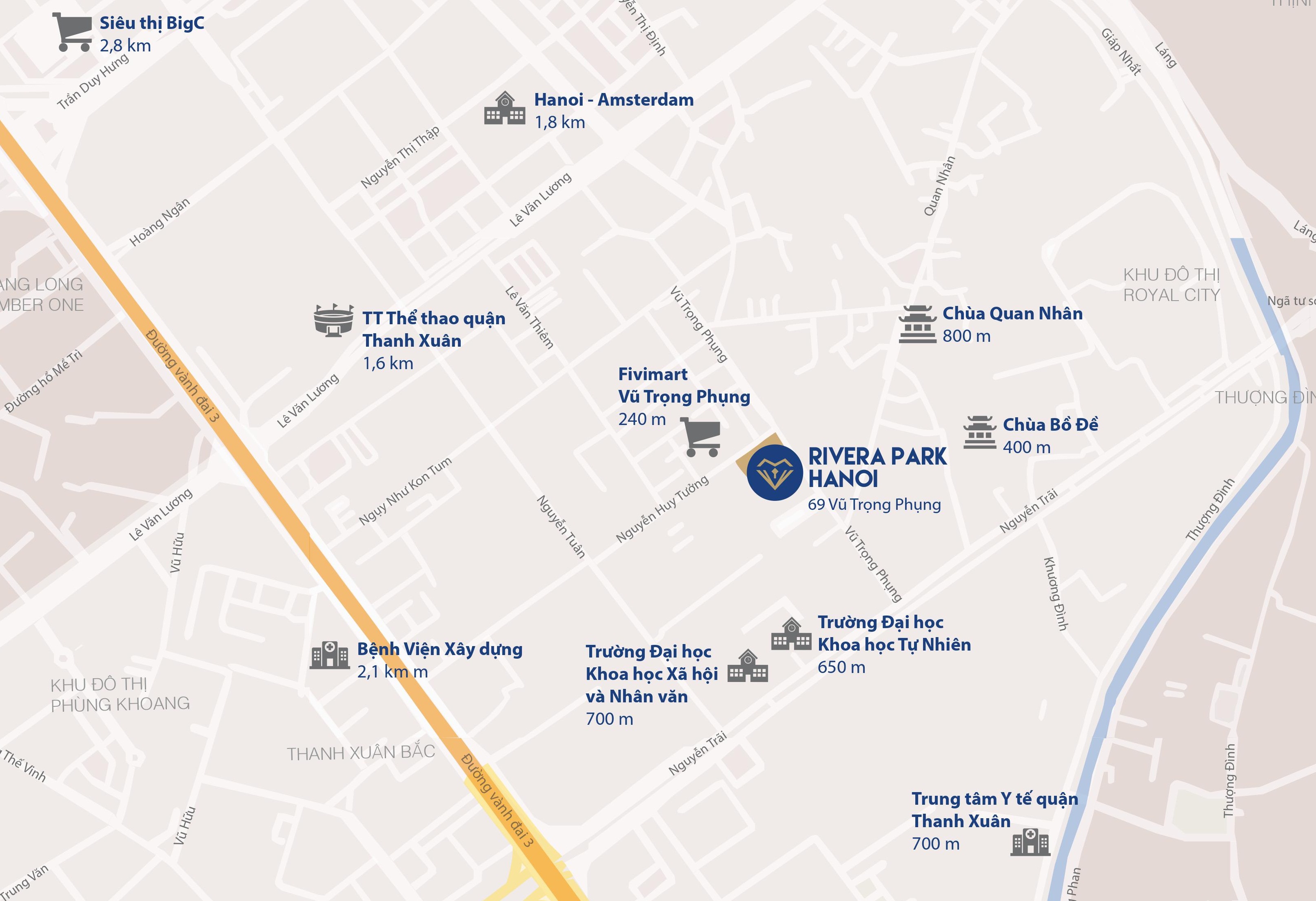 Vị trí Rivera Park trên đường Vũ Trọng Phụng.