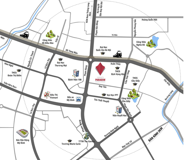 Paragon Tower tọa lạc tại trung tâm quận Cầu Giấy.