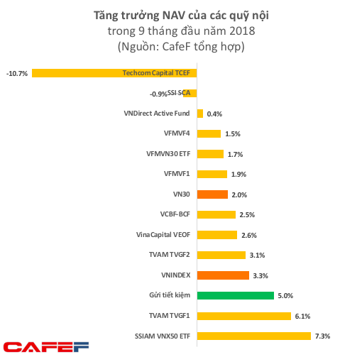 Hiệu quả đầu tư 9 tháng của các quỹ hàng đầu trên TTCK Việt Nam không bằng đem tiền gửi tiết kiệm - Ảnh 2.