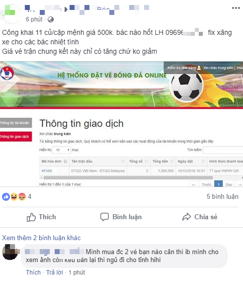 Vé chung kết lượt về AFF Cup 2018 Việt Nam - Malaysia xuất hiện tại chợ đen, giá lên tới...12 triệu đồng/cặp - Ảnh 1.