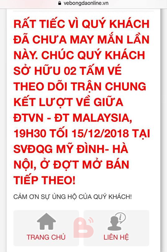 Lại cháy vé chung kết lượt về AFF Cup 2018 ngay khi mở bán, tình trạng tắc nghẽn tiếp tục diễn ra - Ảnh 2.