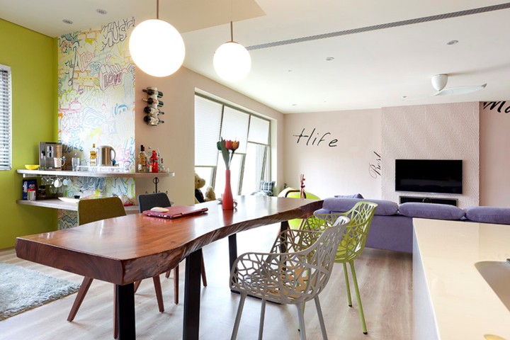 Căn hộ màu sắc được trang trí bằng giấy dán tường - Ảnh 6. Căn hộ màu sắc được trang trí bằng giấy dán tường - Ảnh 6.