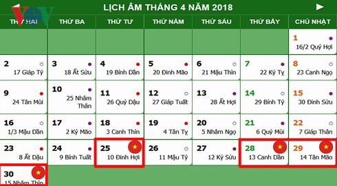 Lịch nghỉ chính thức Giỗ Tổ Hùng Vương, 30/4 và 01/5/2018 - Ảnh 1.