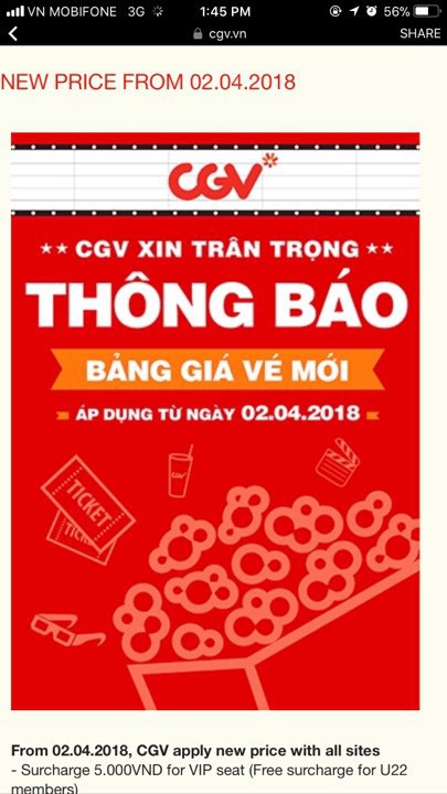 Dân tình sốc vì giá vé mới của CGV kể từ hôm nay: Tăng cao nhất tới 50.000 đồng/vé! - Ảnh 1.