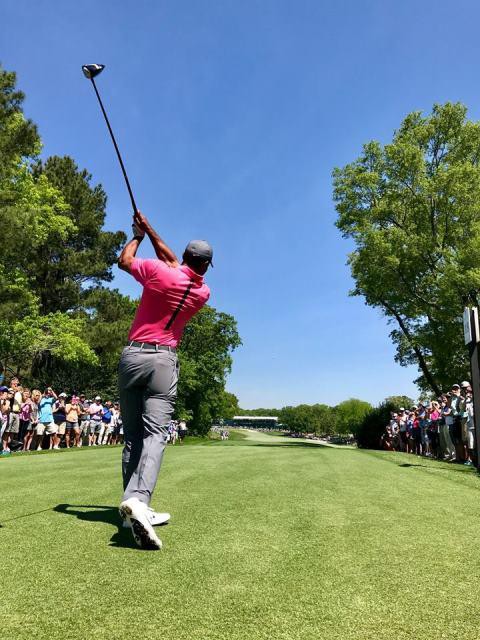 Khán giả vây kín sân Quail Hollow xem Tiger Woods đánh tập - Ảnh 7.