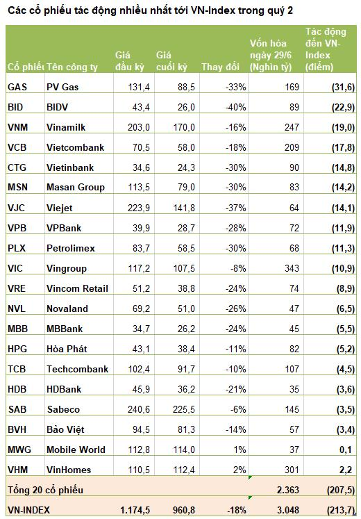 Những tội đồ làm VN-Index mất 214 điểm, giảm sâu nhất thế giới quý 2: Nhóm ngân hàng dẫn đầu - Ảnh 1.