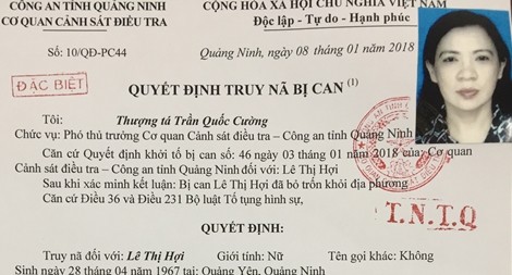 
Quyết định truy nã Lê Thị Hợi.
