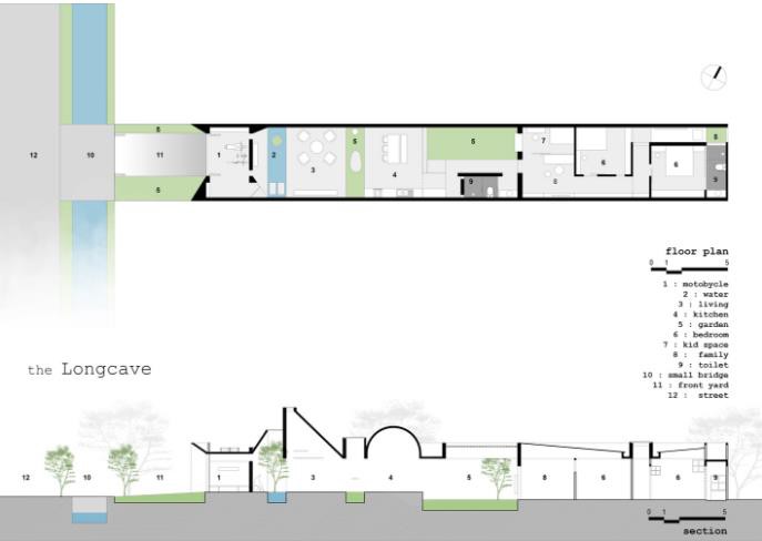 Sơ đồ bố trí mặt bằng ngôi nhà.