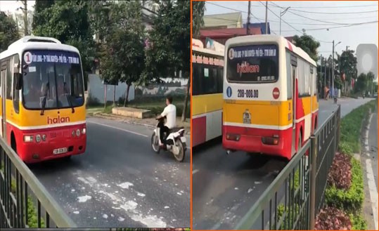 Xe buýt chở khách ngang nhiên đi ngược chiều ở Thái Nguyên: Thông tin bất ngờ - Ảnh 1.