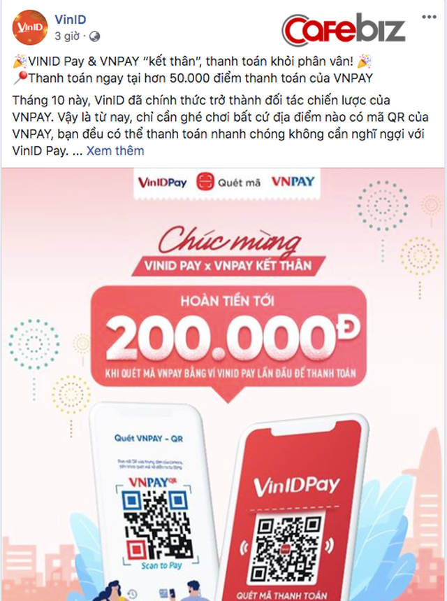 Ví VinID Pay của Vingroup vừa phả hơi nóng vào thị trường thanh toán: Kết thân với VnPay, đồng loạt có mặt tại 50.000 điểm thanh toán tại cửa hàng - Ảnh 1.