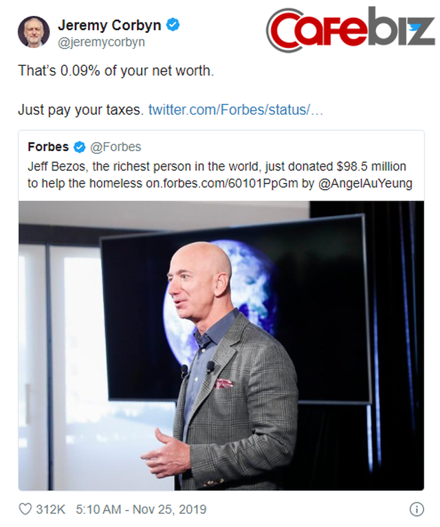 Vừa từ thiện gần 100 triệu USD, Jeff Bezos ngay lập tức bị đá đểu: Nó chẳng thấm vào đâu so với hơn 100 tỷ USD ông sở hữu, hãy nộp tiền thuế đi! - Ảnh 1.