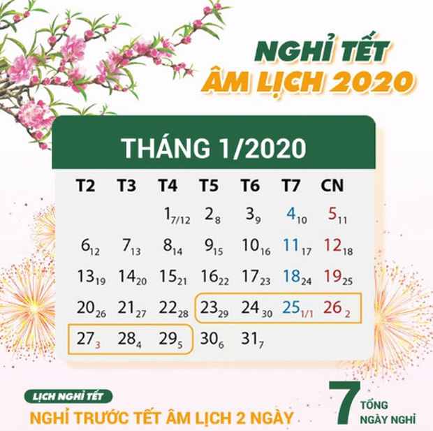 Lịch nghỉ Tết Nguyên đán Canh Tý và nghỉ Tết Dương lịch 2020 chính thức của người lao động, học sinh, giáo viên cả nước - Ảnh 1.